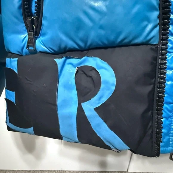 Moncler Blue and Black Kids Puffer Jacket - Picture 2 of 5